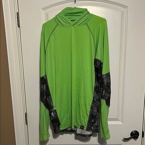 Green Fishing Hoodie with Camouflage Details